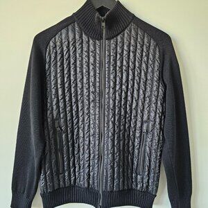 POWT MONCLER Black Maglione Tricot Cardigan Sweater Knit Jacket Men's Large